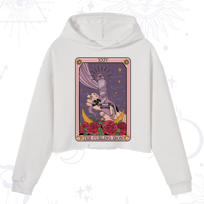 Purplehecate The Curling Iron Tarot Crop Hoodie