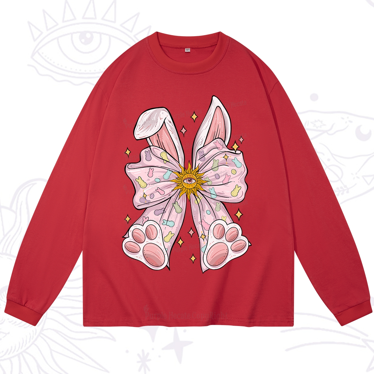 Purplehecate Mystical Bunny Bow Easter Long Sleeve T-Shirt