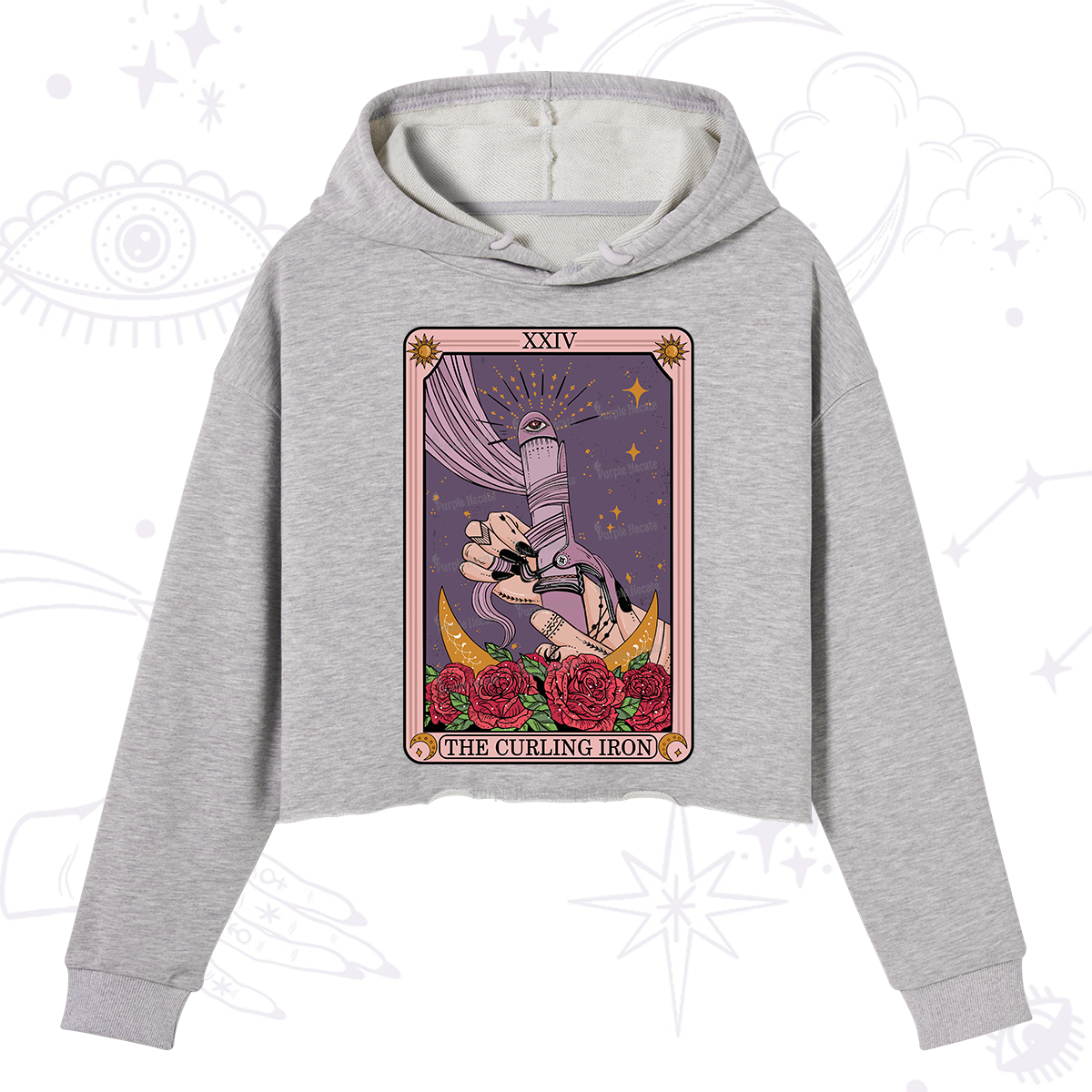Purplehecate The Curling Iron Tarot Crop Hoodie