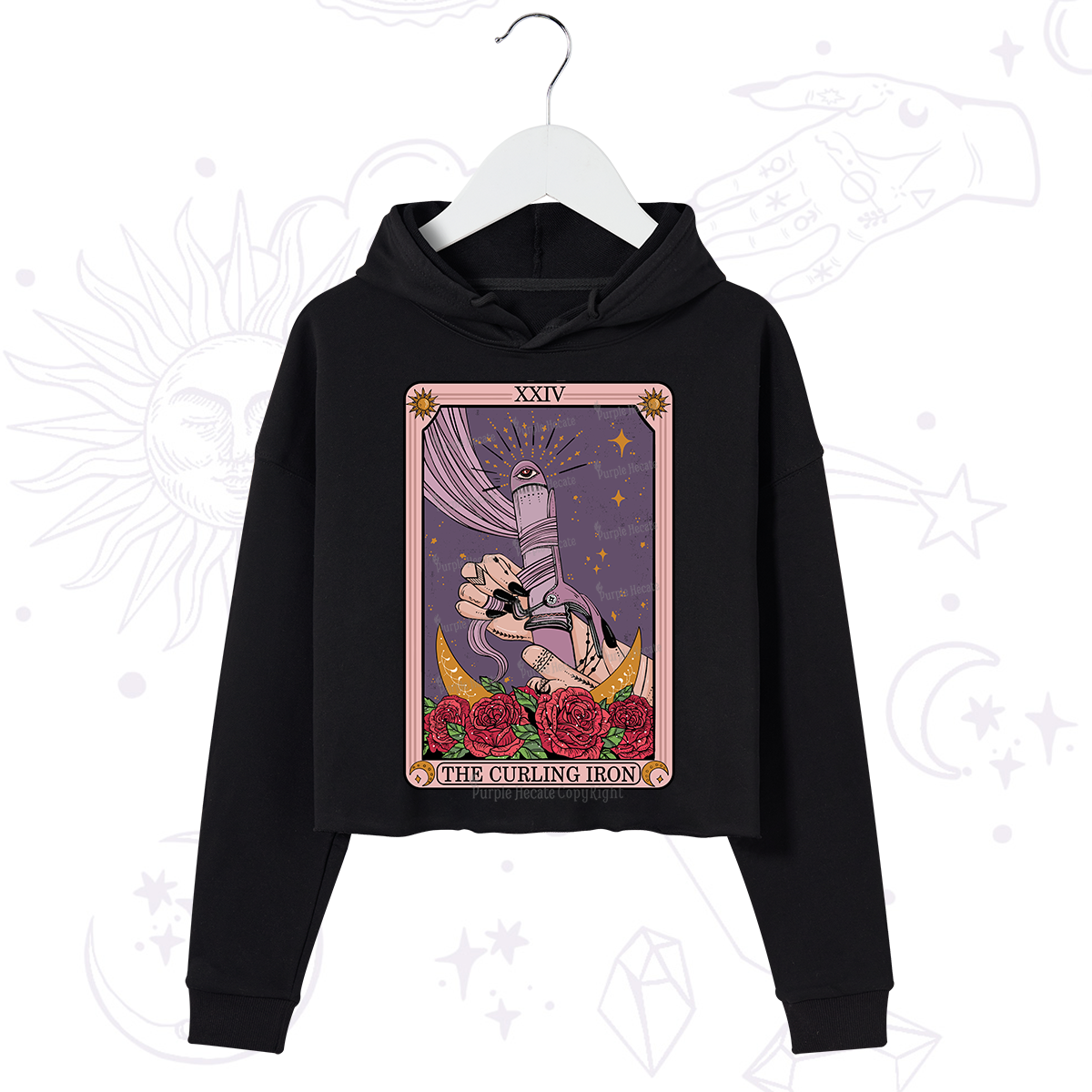 Purplehecate The Curling Iron Tarot Crop Hoodie