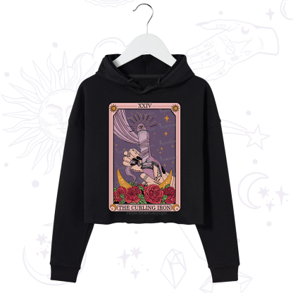 Purplehecate The Curling Iron Tarot Crop Hoodie