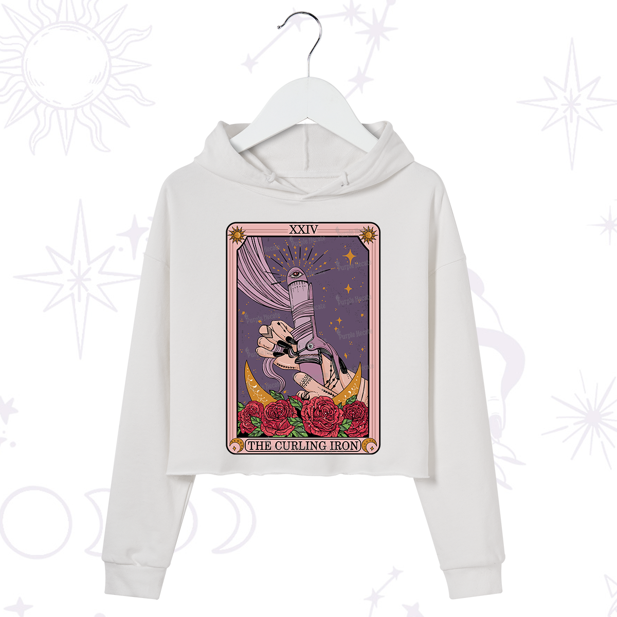Purplehecate The Curling Iron Tarot Crop Hoodie