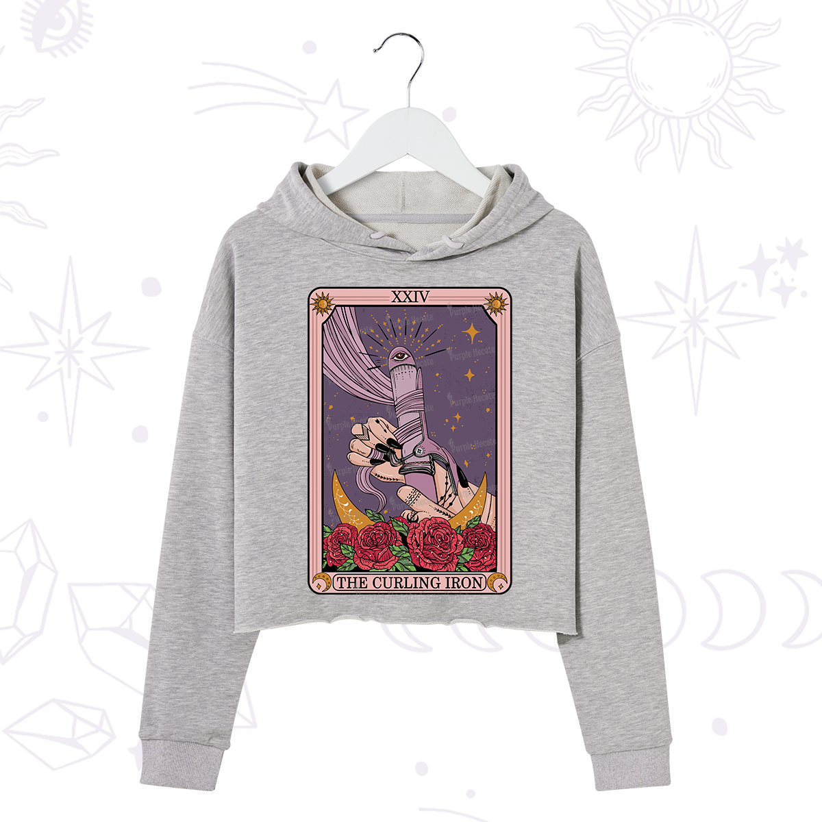 Purplehecate The Curling Iron Tarot Crop Hoodie