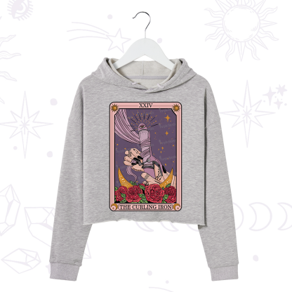 Purplehecate The Curling Iron Tarot Crop Hoodie