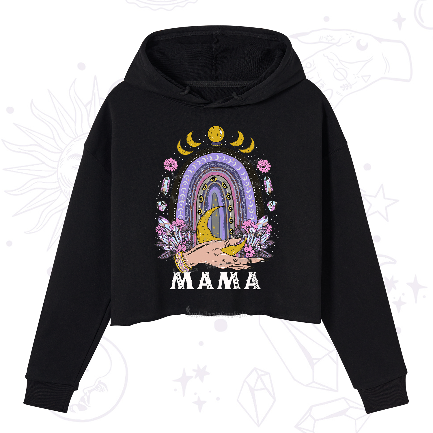 Purplehecate Gothic Mama Rainbow Crop Hoodie