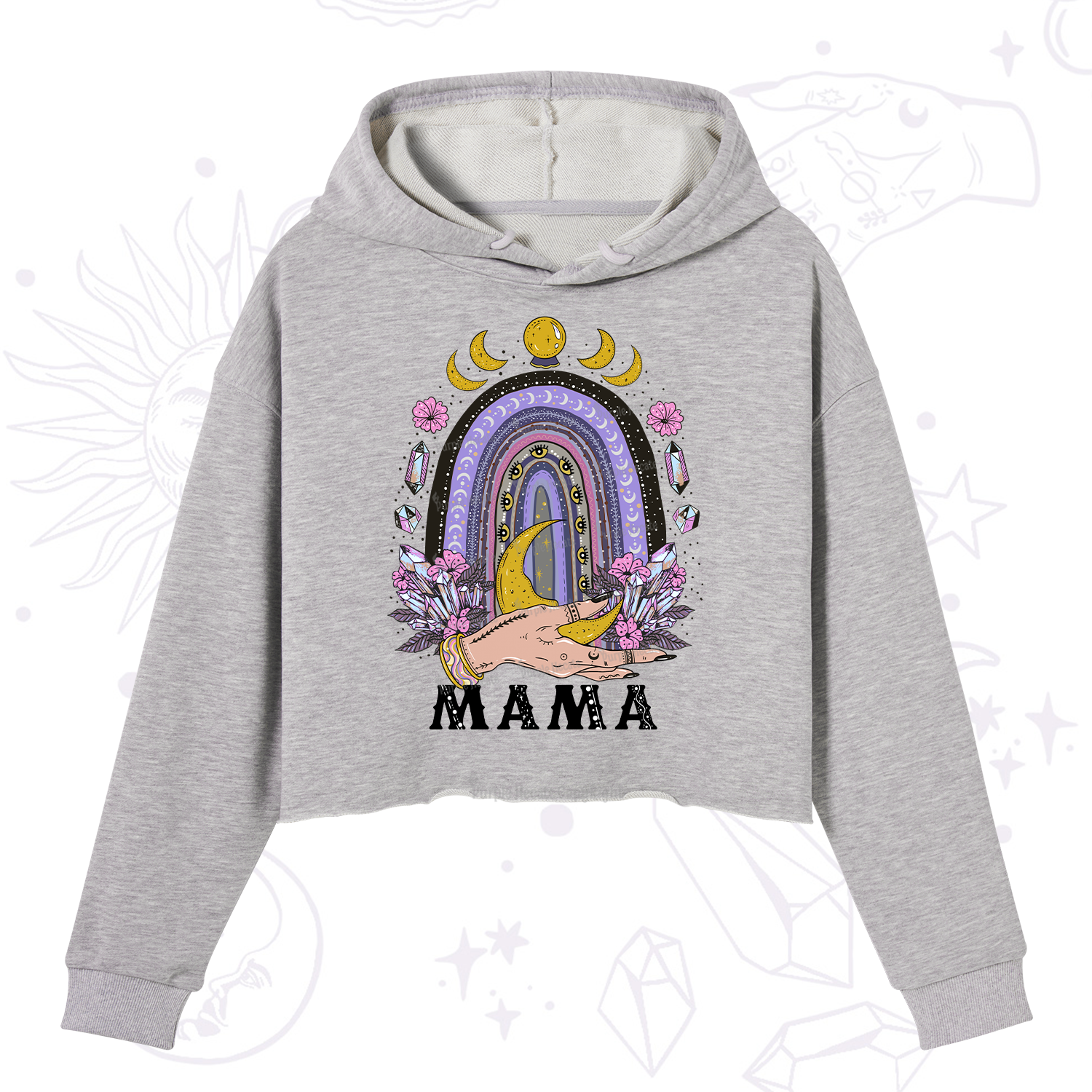 Purplehecate Gothic Mama Rainbow Crop Hoodie