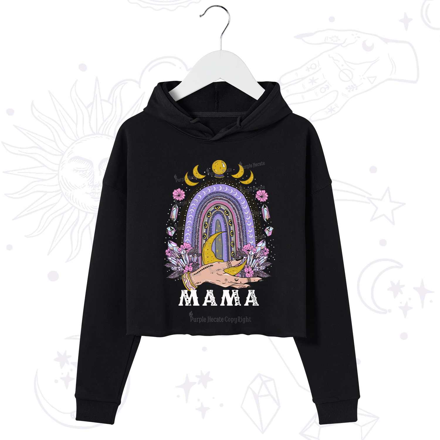 Purplehecate Gothic Mama Rainbow Crop Hoodie