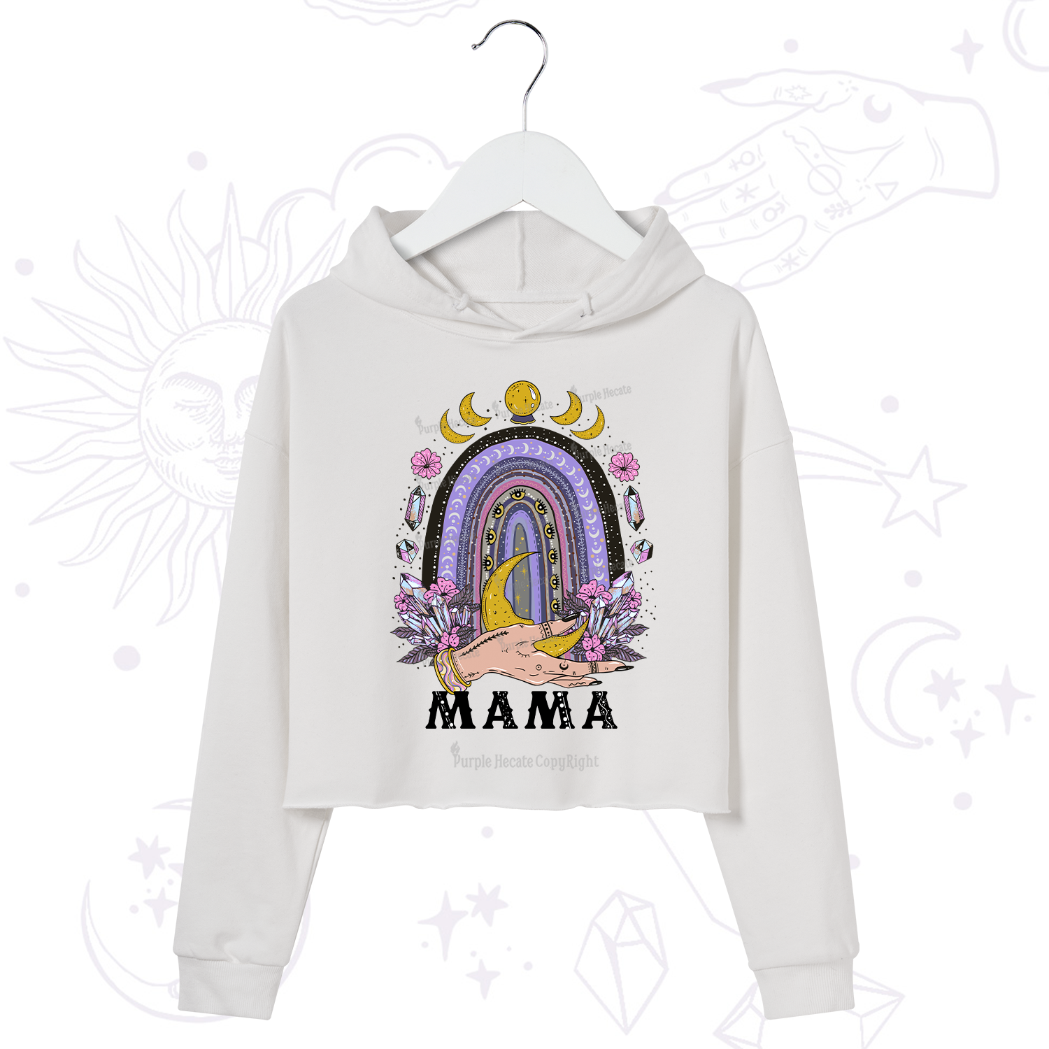 Purplehecate Gothic Mama Rainbow Crop Hoodie