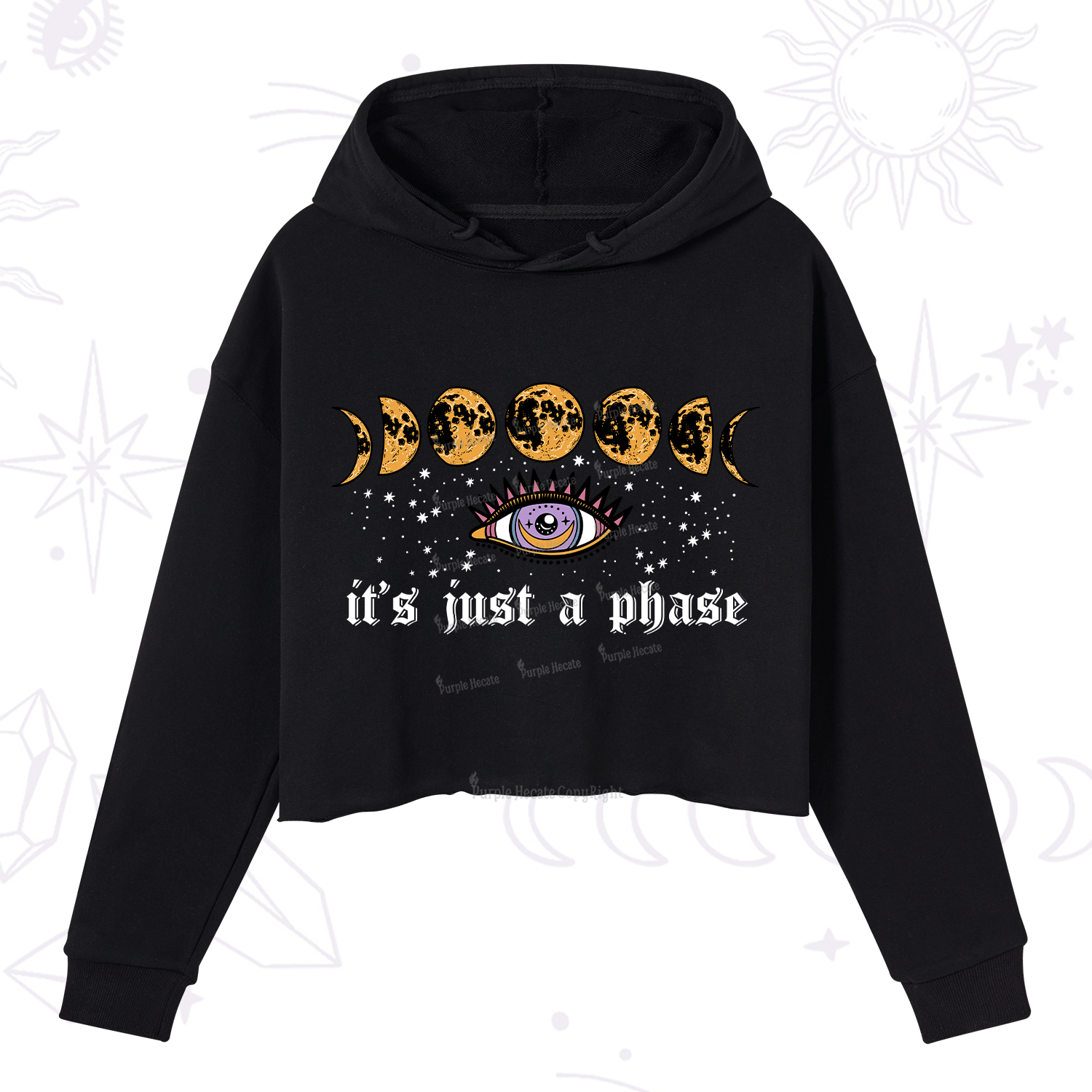 Purplehecate It's Just A Phase Crop Hoodie