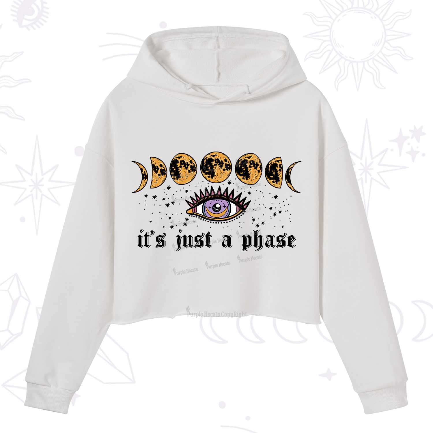 Purplehecate It's Just A Phase Crop Hoodie