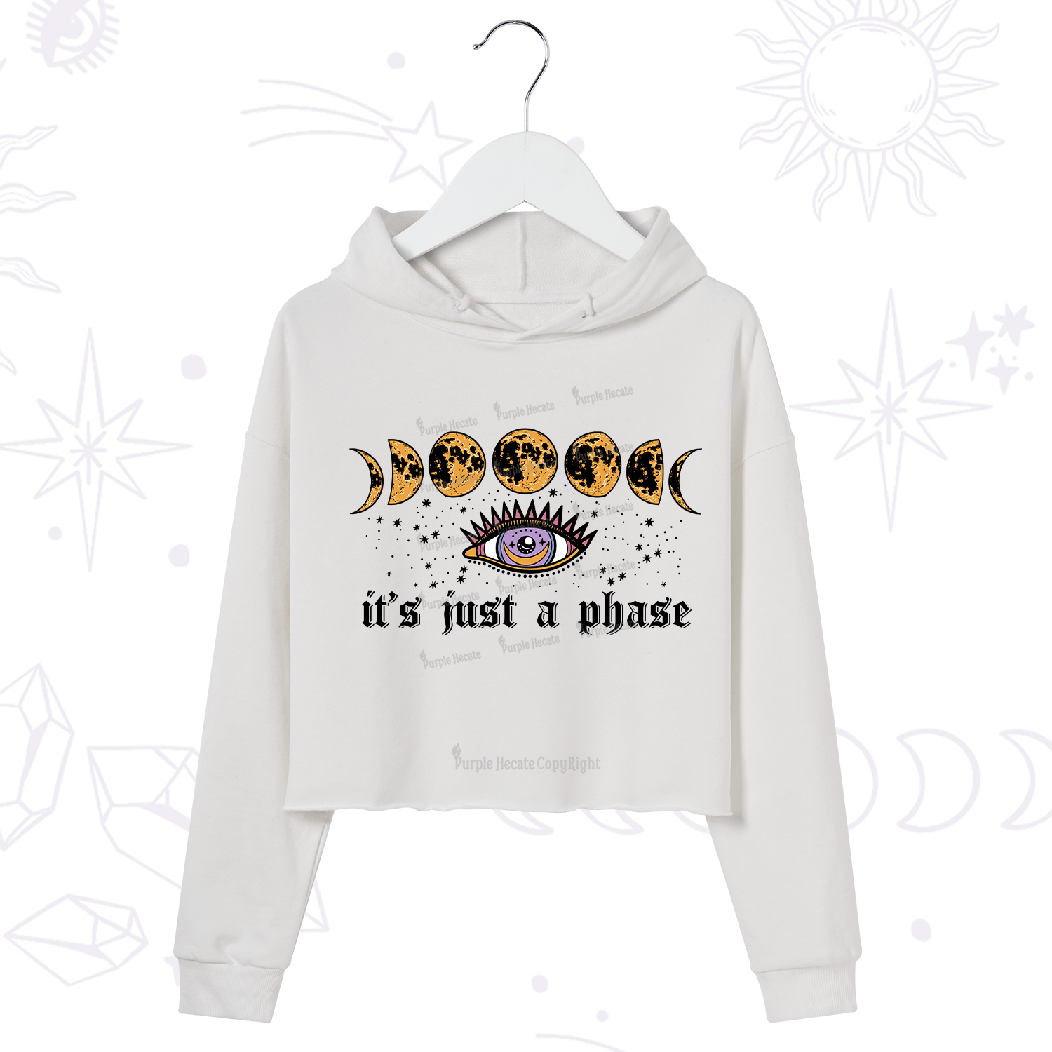 Purplehecate It's Just A Phase Crop Hoodie