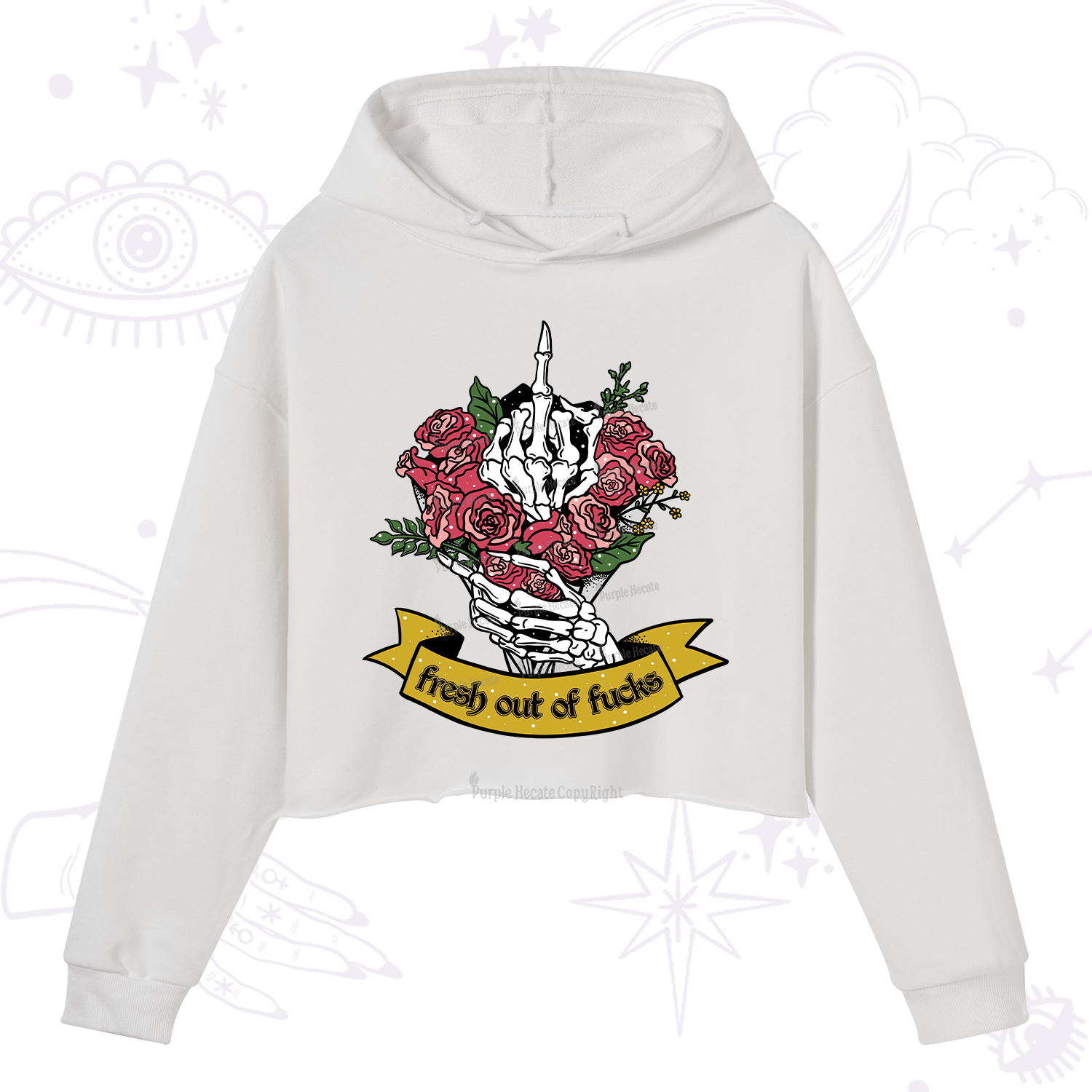 Purplehecate Fresh Out Of Fucks Crop Hoodie