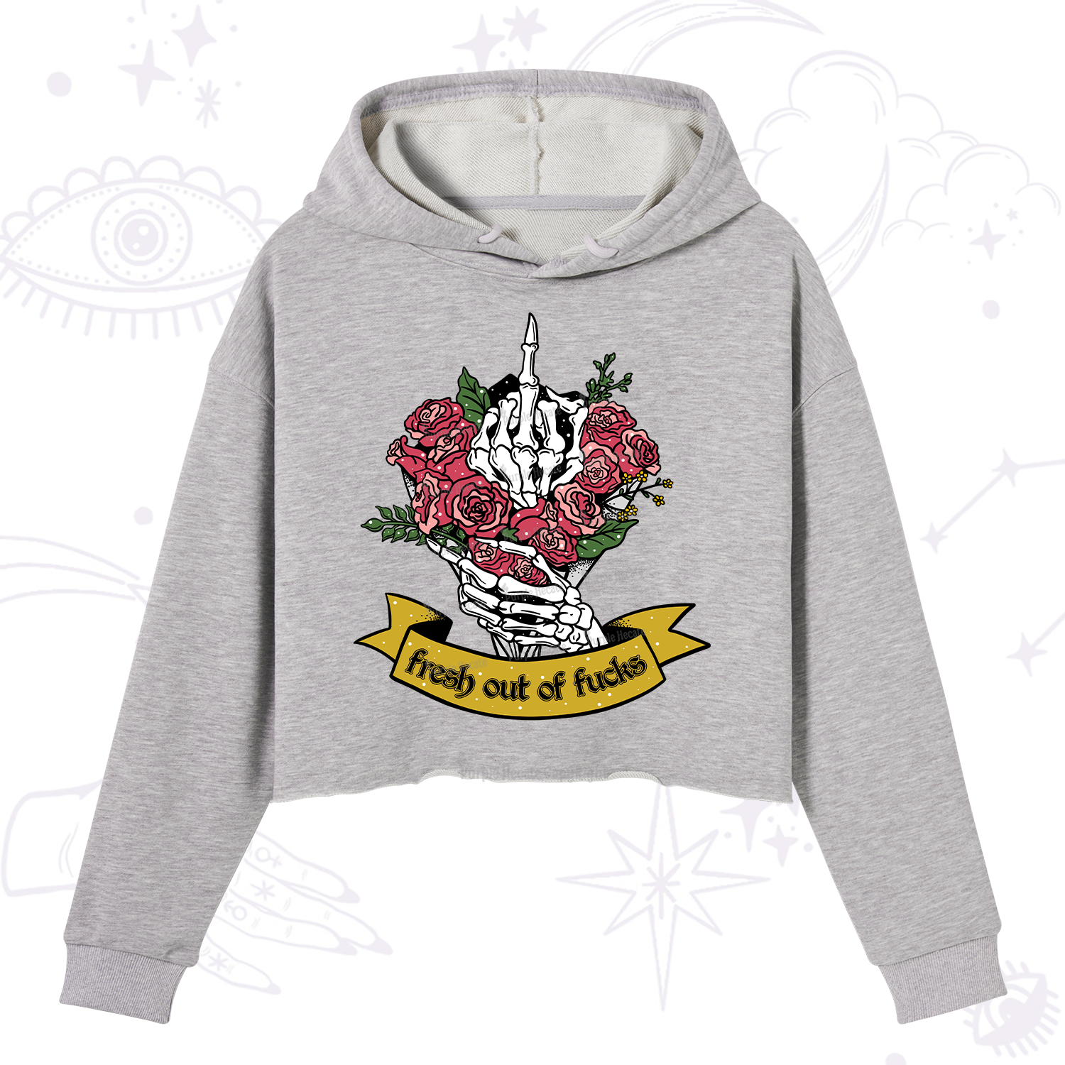 Purplehecate Fresh Out Of Fucks Crop Hoodie