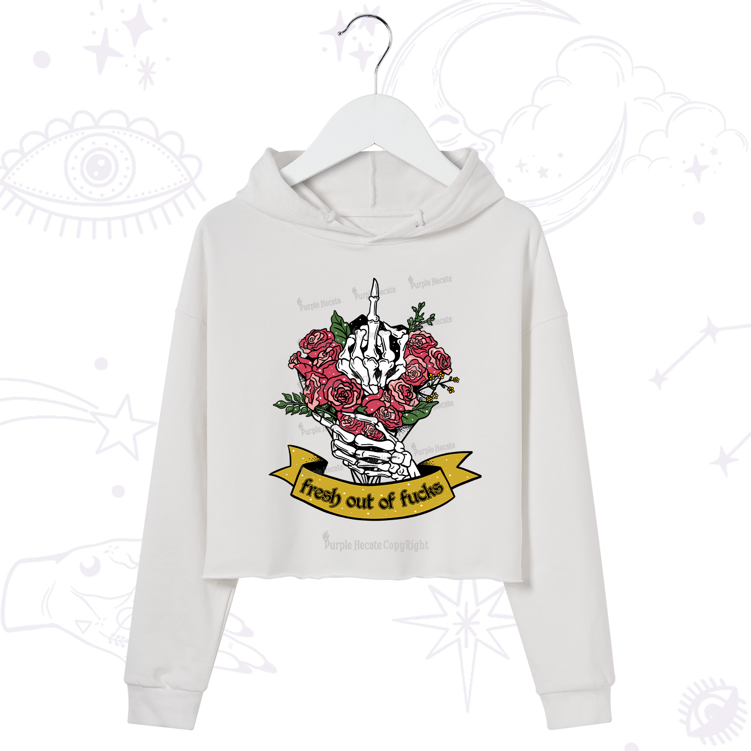 Purplehecate Fresh Out Of Fucks Crop Hoodie