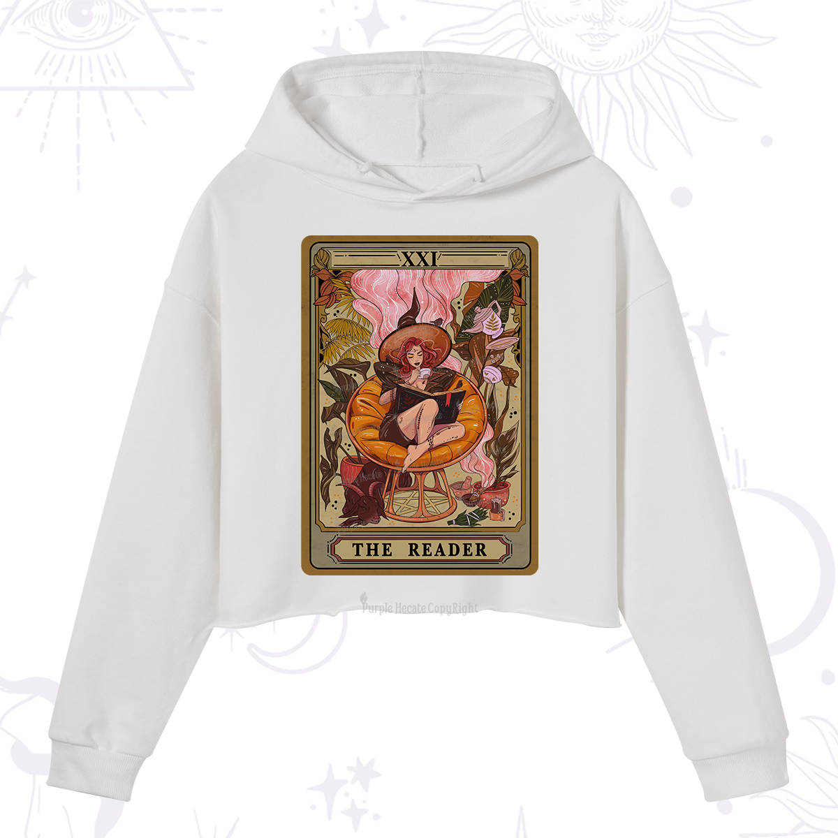 Purplehecate The Reader Tarot Card Crop Hoodie