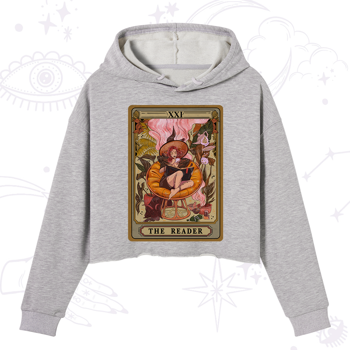 Purplehecate The Reader Tarot Card Crop Hoodie