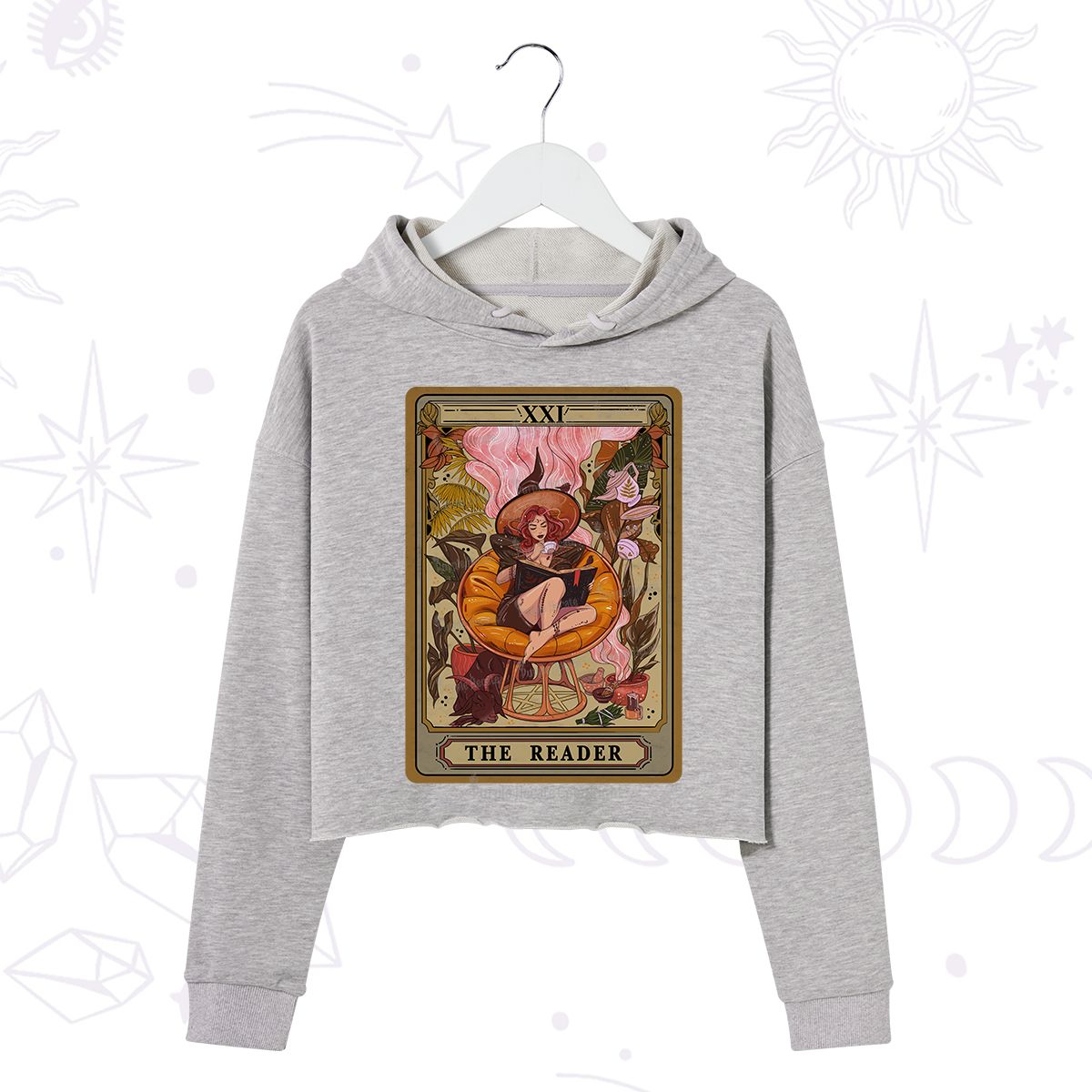 Purplehecate The Reader Tarot Card Crop Hoodie