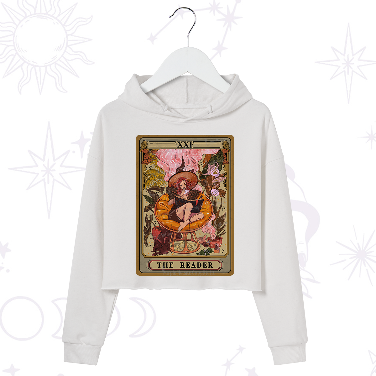 Purplehecate The Reader Tarot Card Crop Hoodie
