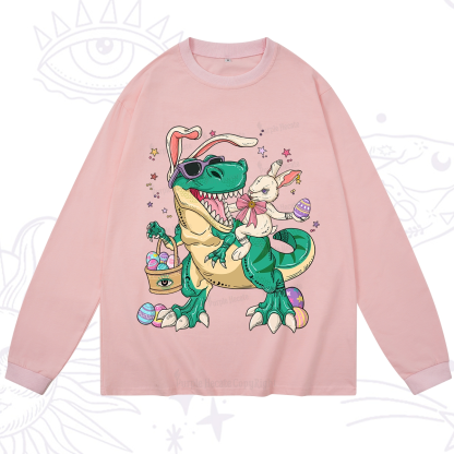 Purplehecate Easter Bunny Riding Dinosaur Long Sleeve T-Shirt