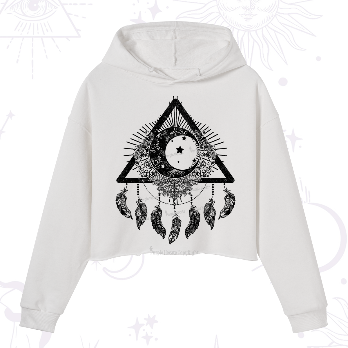 Purplehecate Starry Moon Dreamcatche Crop Hoodie