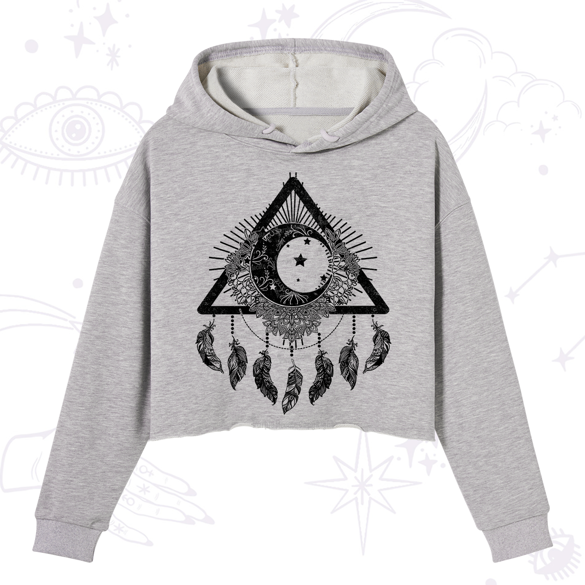 Purplehecate Starry Moon Dreamcatche Crop Hoodie