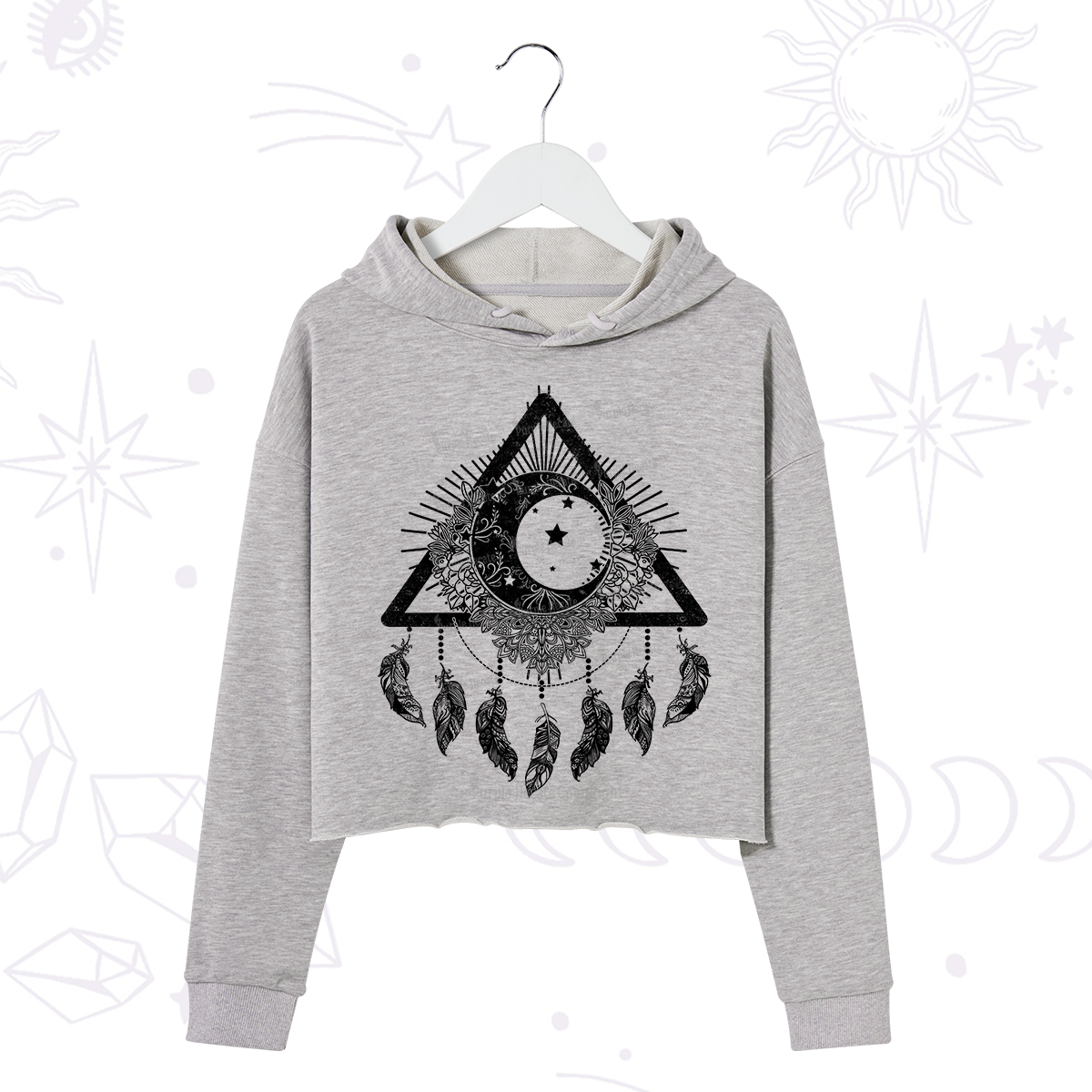 Purplehecate Starry Moon Dreamcatche Crop Hoodie