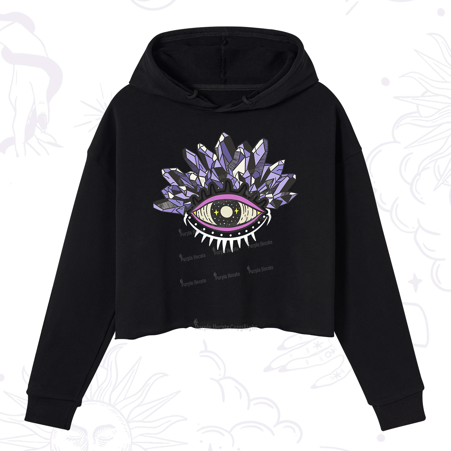 Purplehecate Crystal Eye Crop Hoodie