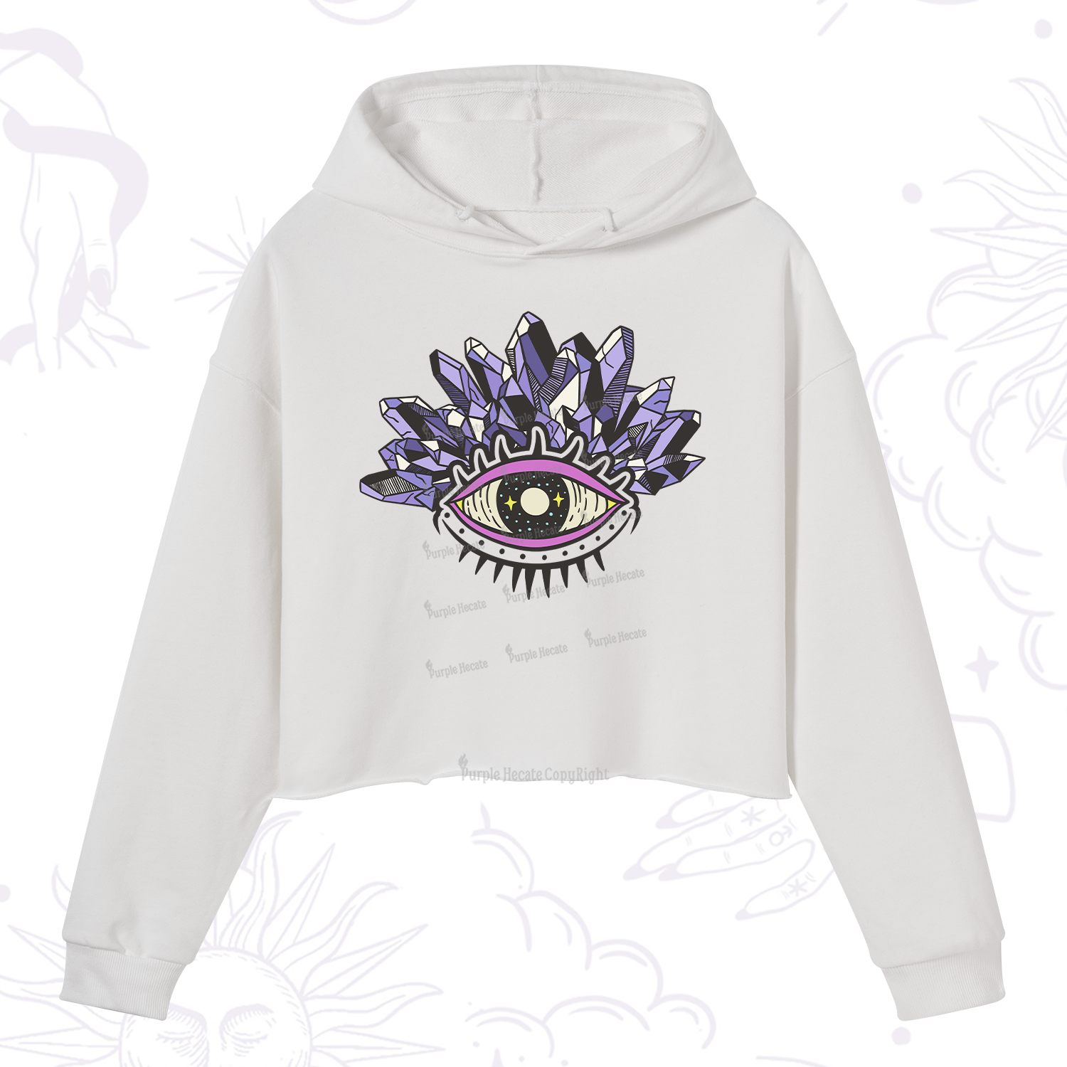 Purplehecate Crystal Eye Crop Hoodie