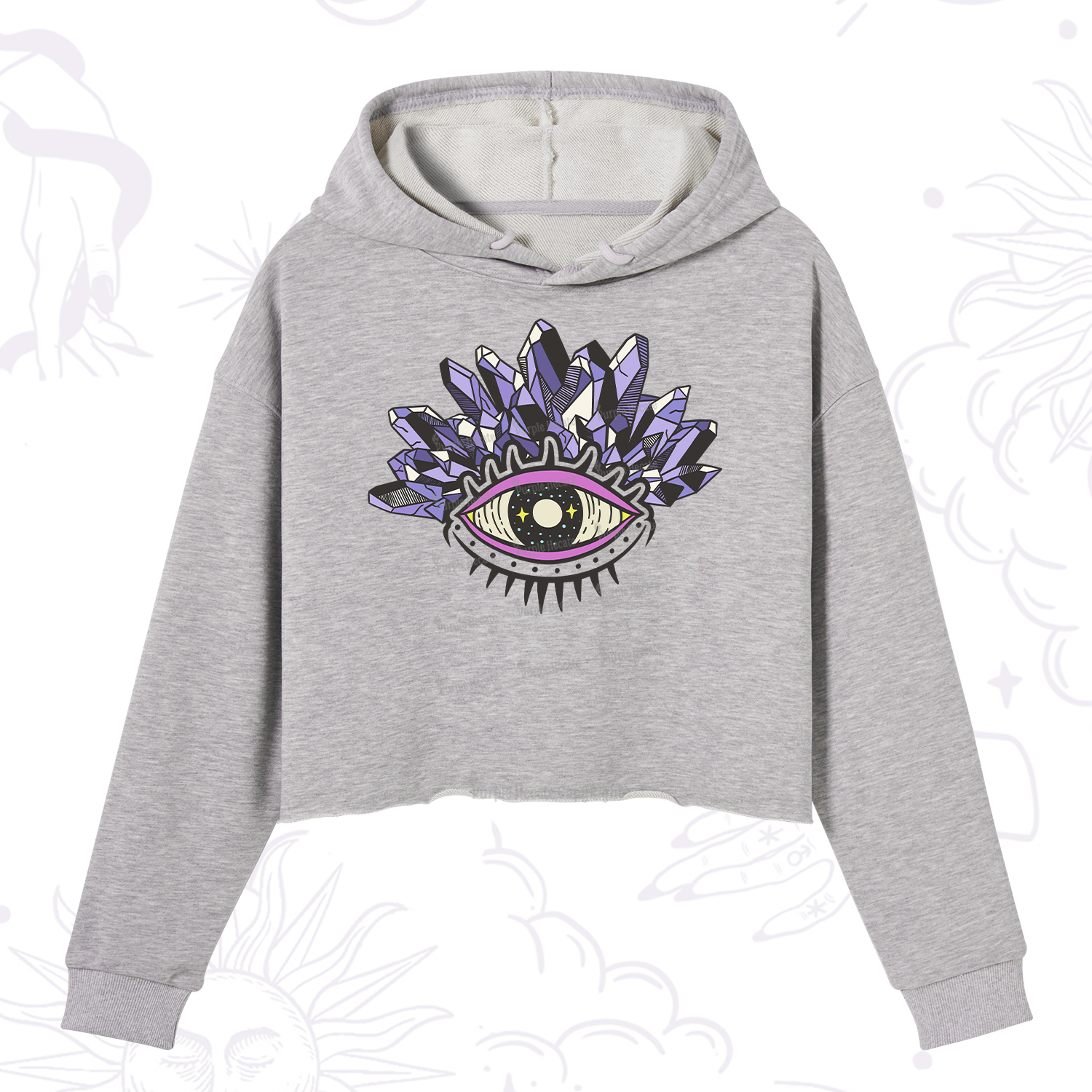 Purplehecate Crystal Eye Crop Hoodie