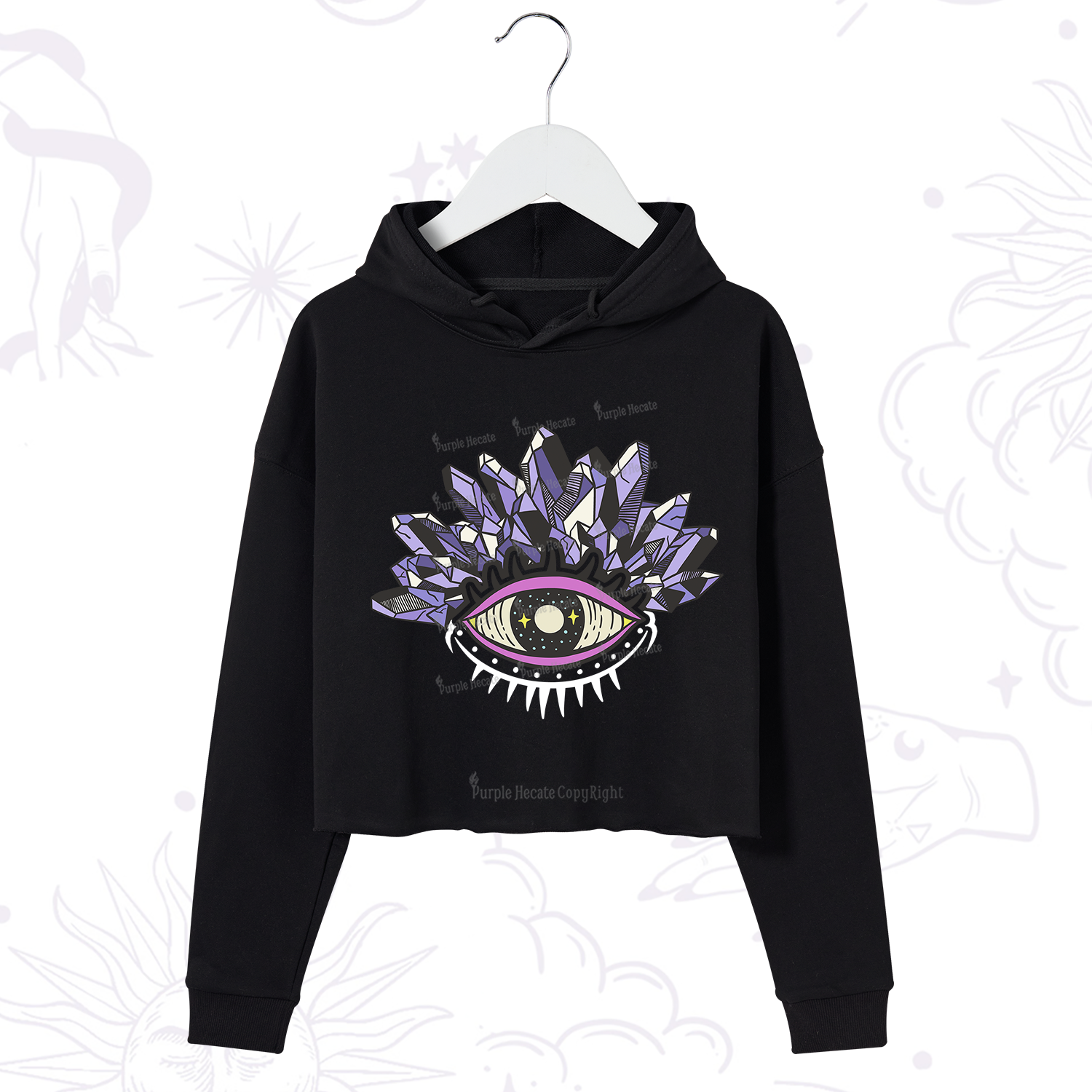 Purplehecate Crystal Eye Crop Hoodie