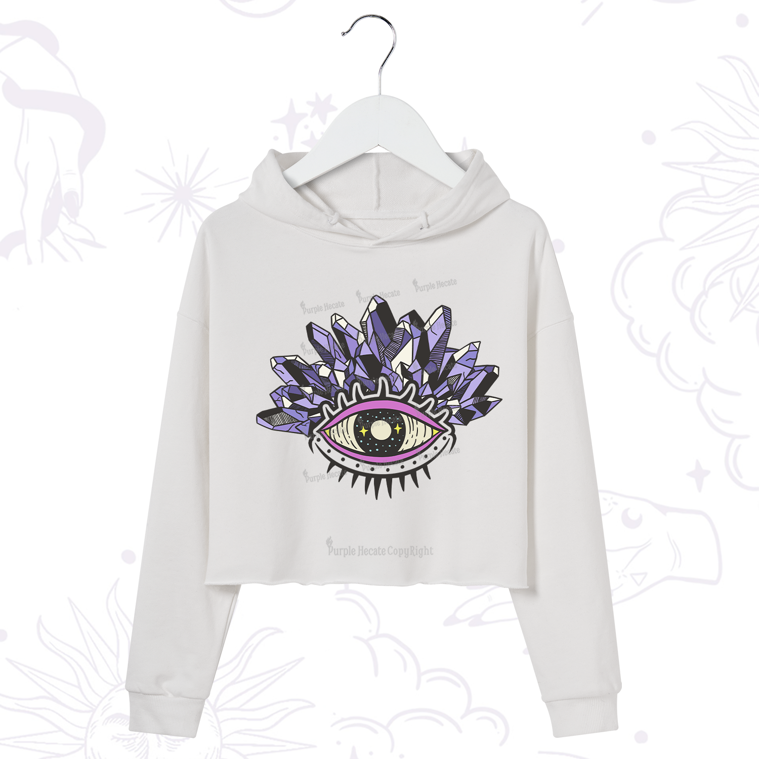 Purplehecate Crystal Eye Crop Hoodie