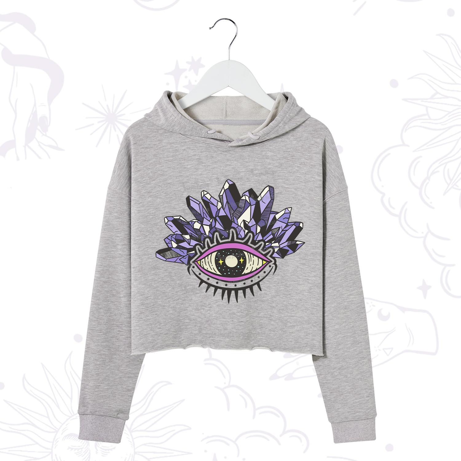 Purplehecate Crystal Eye Crop Hoodie