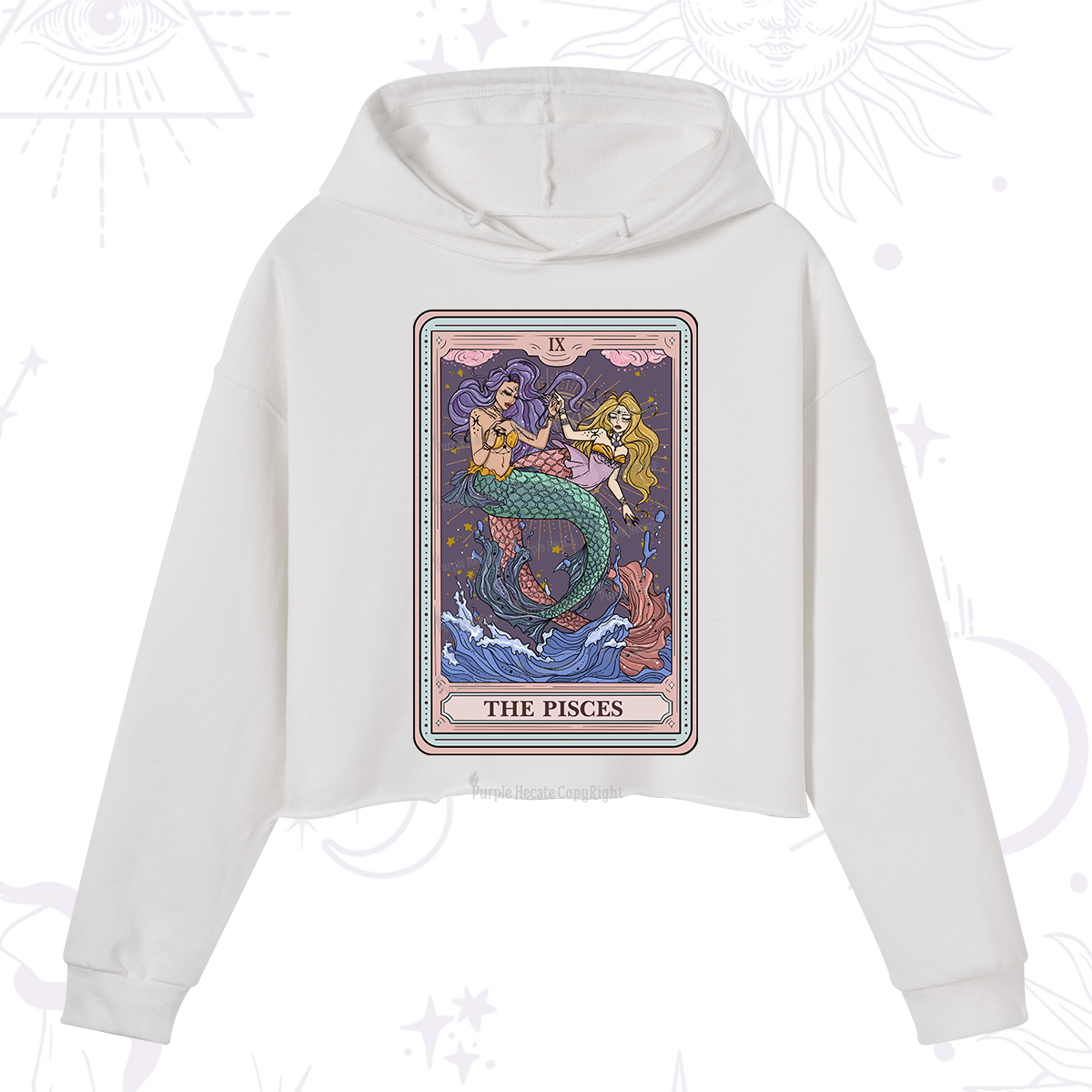 Purplehecate The Pisces Tarot Crop Hoodie