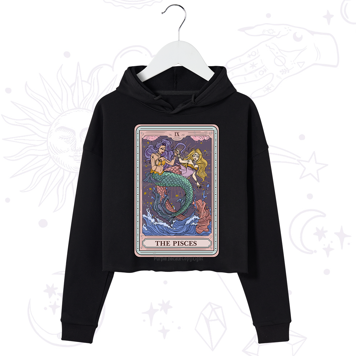 Purplehecate The Pisces Tarot Crop Hoodie