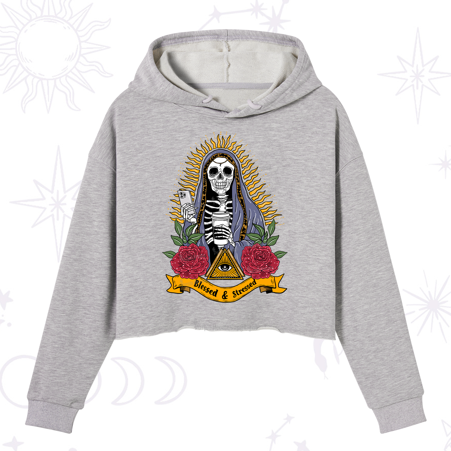 Purplehecate Blessed And Stressed Crop Hoodie