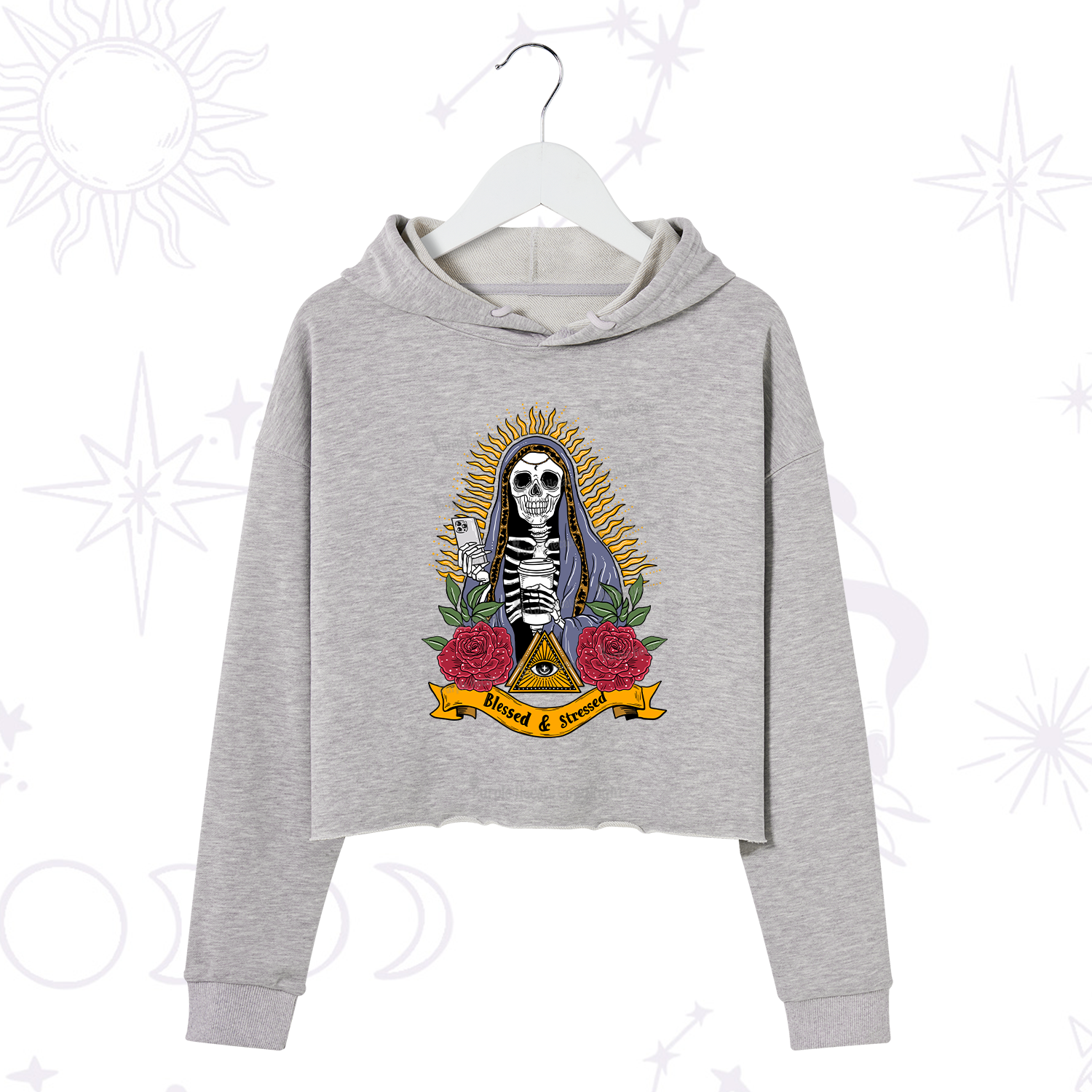 Purplehecate Blessed And Stressed Crop Hoodie