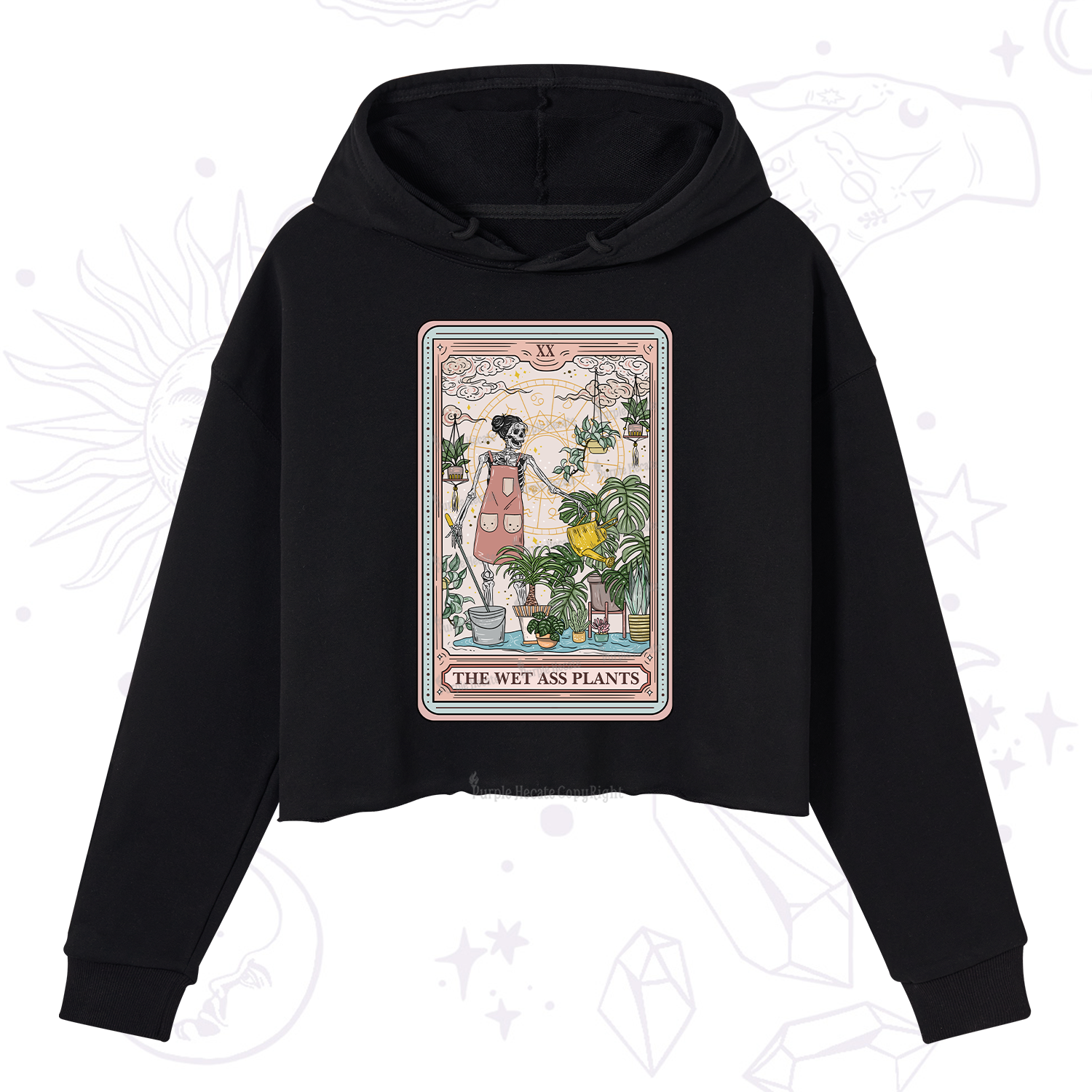 Purplehecate The Wet Ass Plants Tarot Crop Hoodie