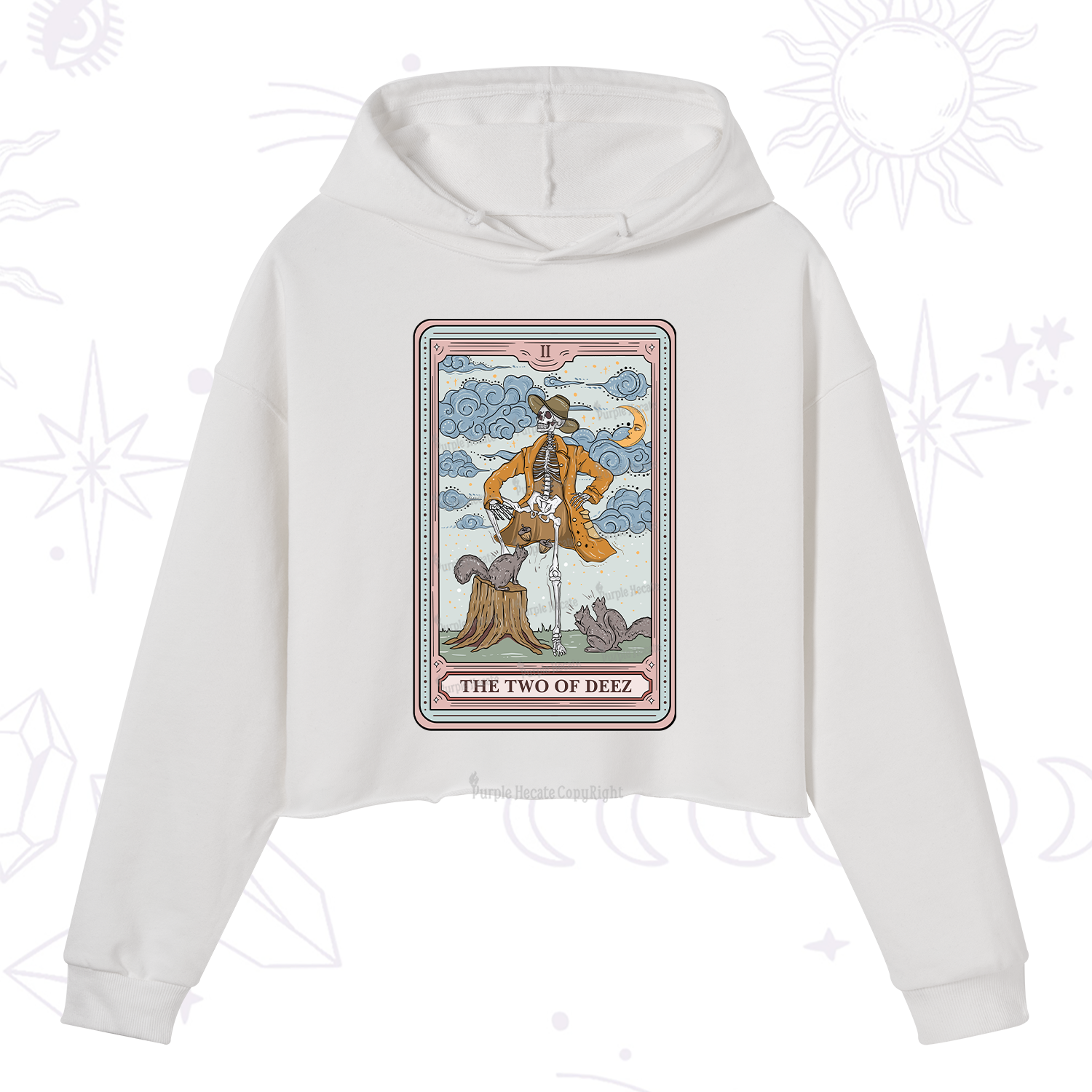 Purplehecate The Two Of Deez Tarot Crop Hoodie