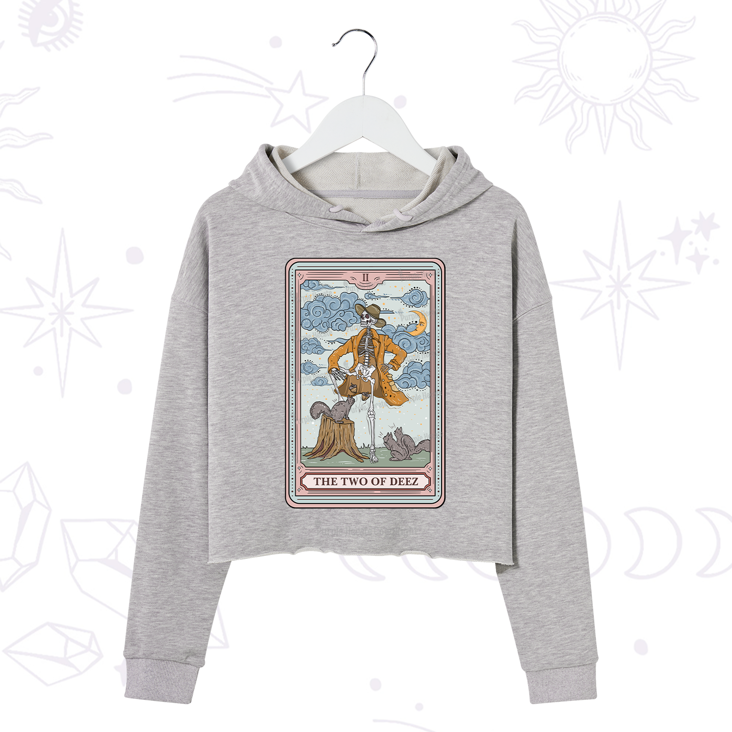Purplehecate The Two Of Deez Tarot Crop Hoodie
