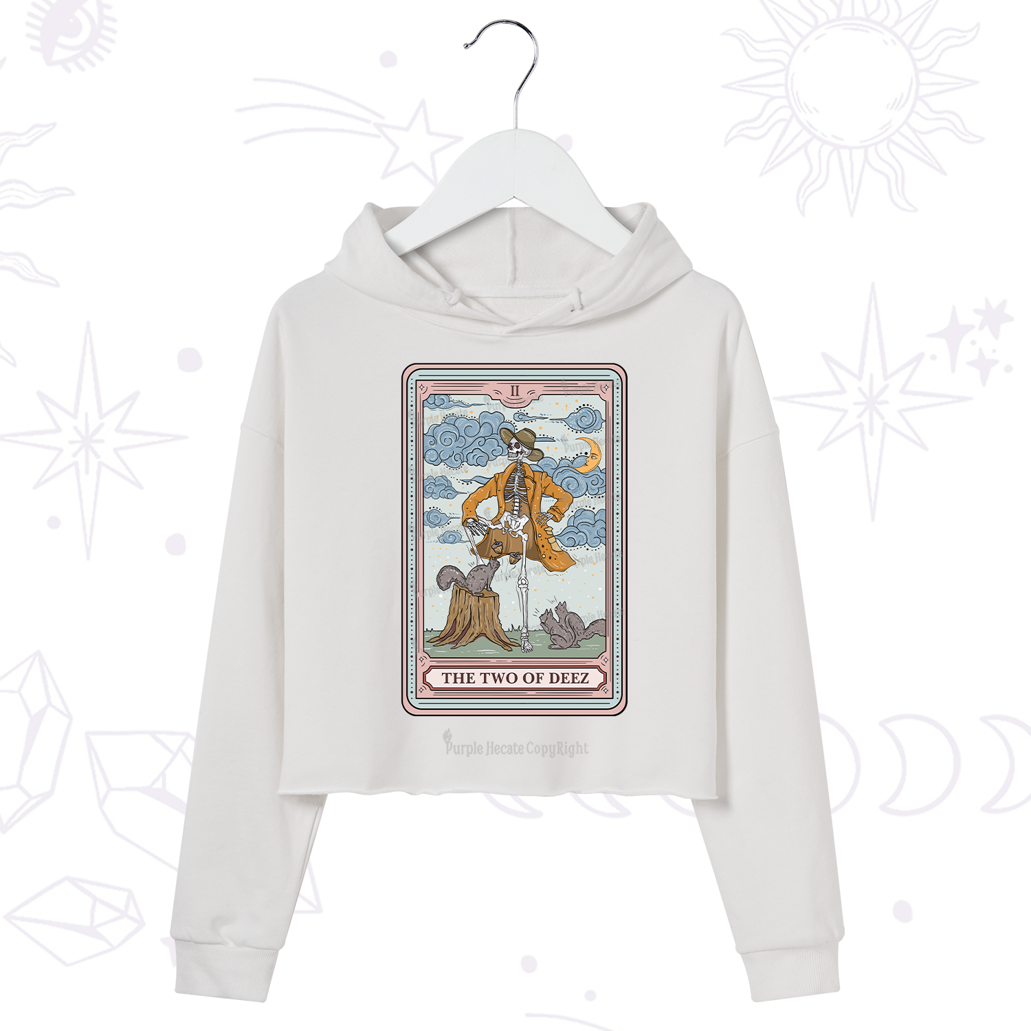 Purplehecate The Two Of Deez Tarot Crop Hoodie