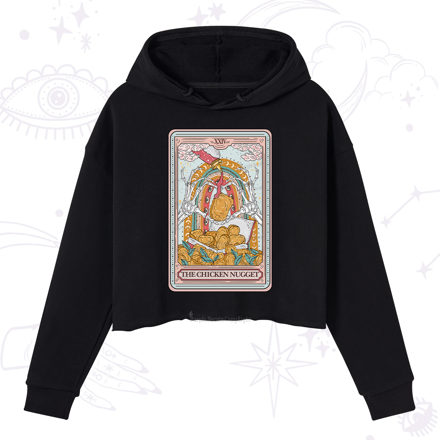 Purplehecate The Chicken Nugget Food Tarot Crop Hoodie