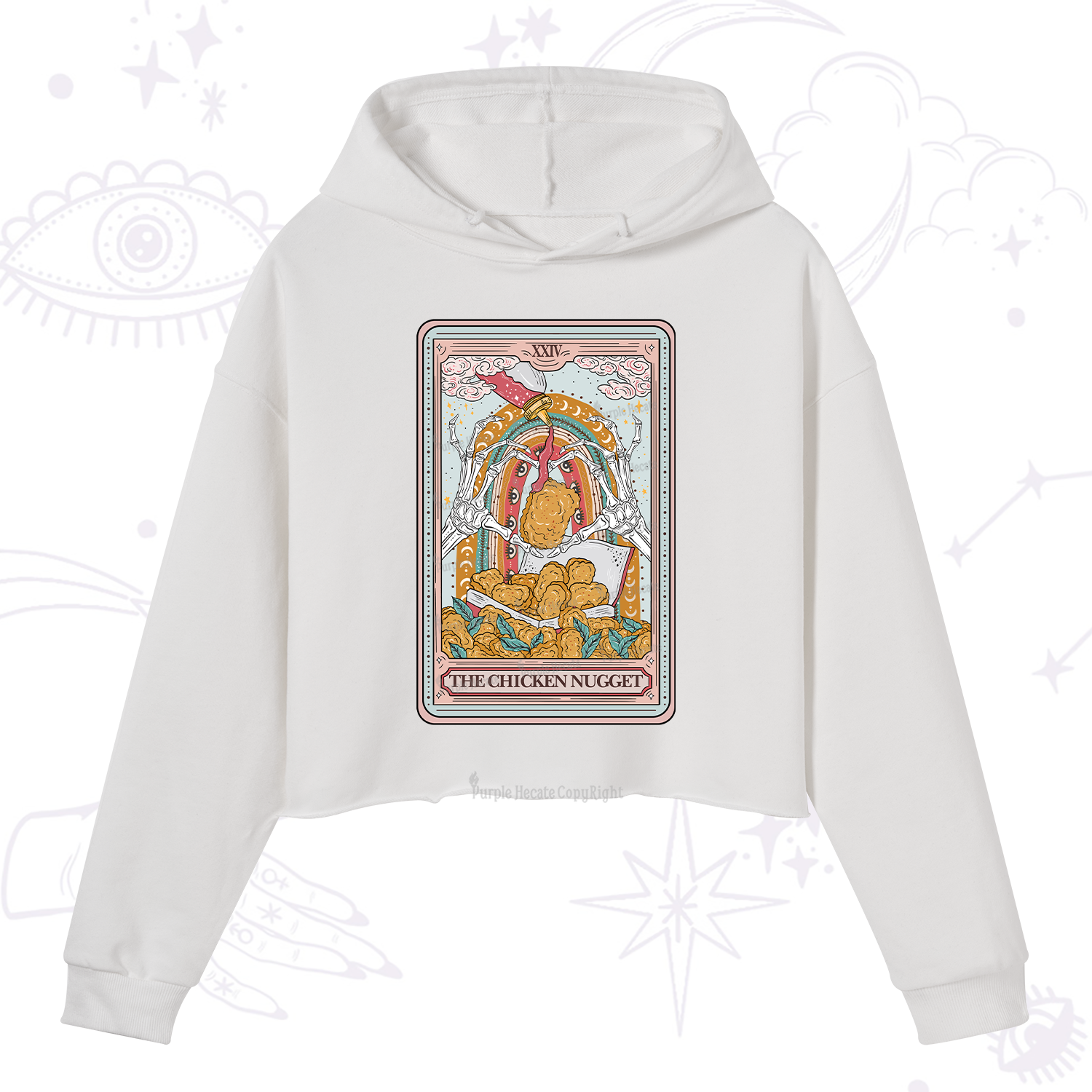 Purplehecate The Chicken Nugget Food Tarot Crop Hoodie