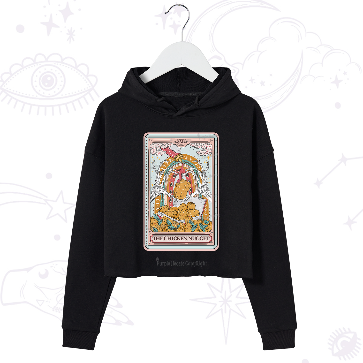 Purplehecate The Chicken Nugget Food Tarot Crop Hoodie