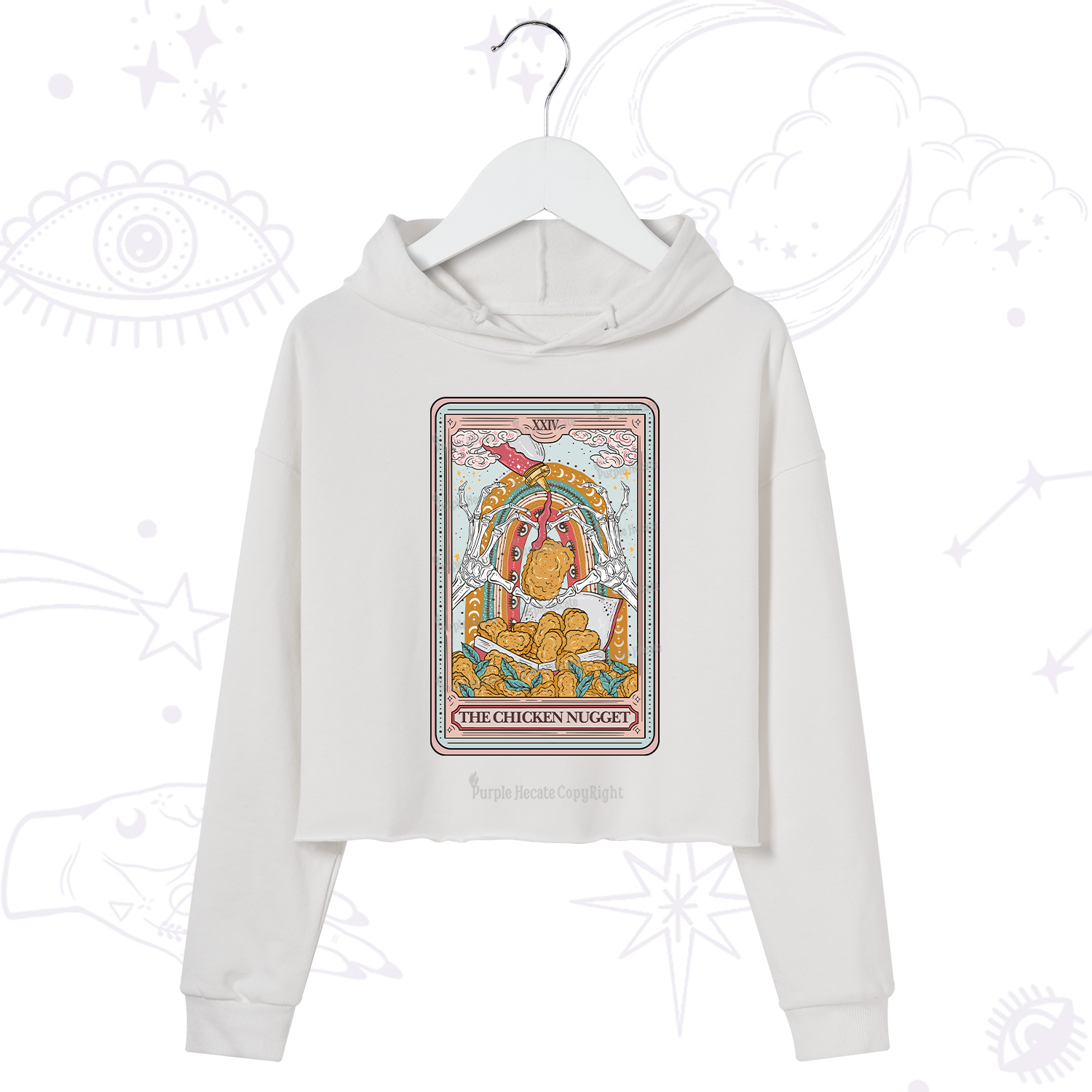 Purplehecate The Chicken Nugget Food Tarot Crop Hoodie