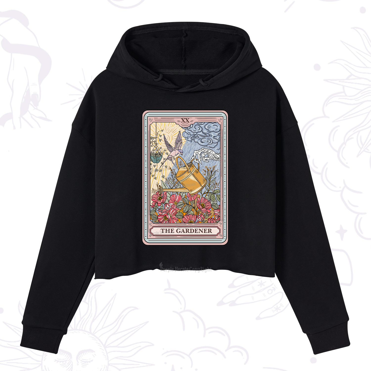 Purplehecate The Gardener Tarot Crop Hoodie