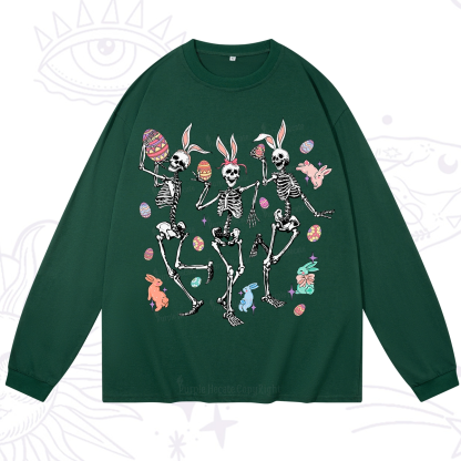 Purplehecate Easter Bunny Skeleton Long Sleeve T-Shirt