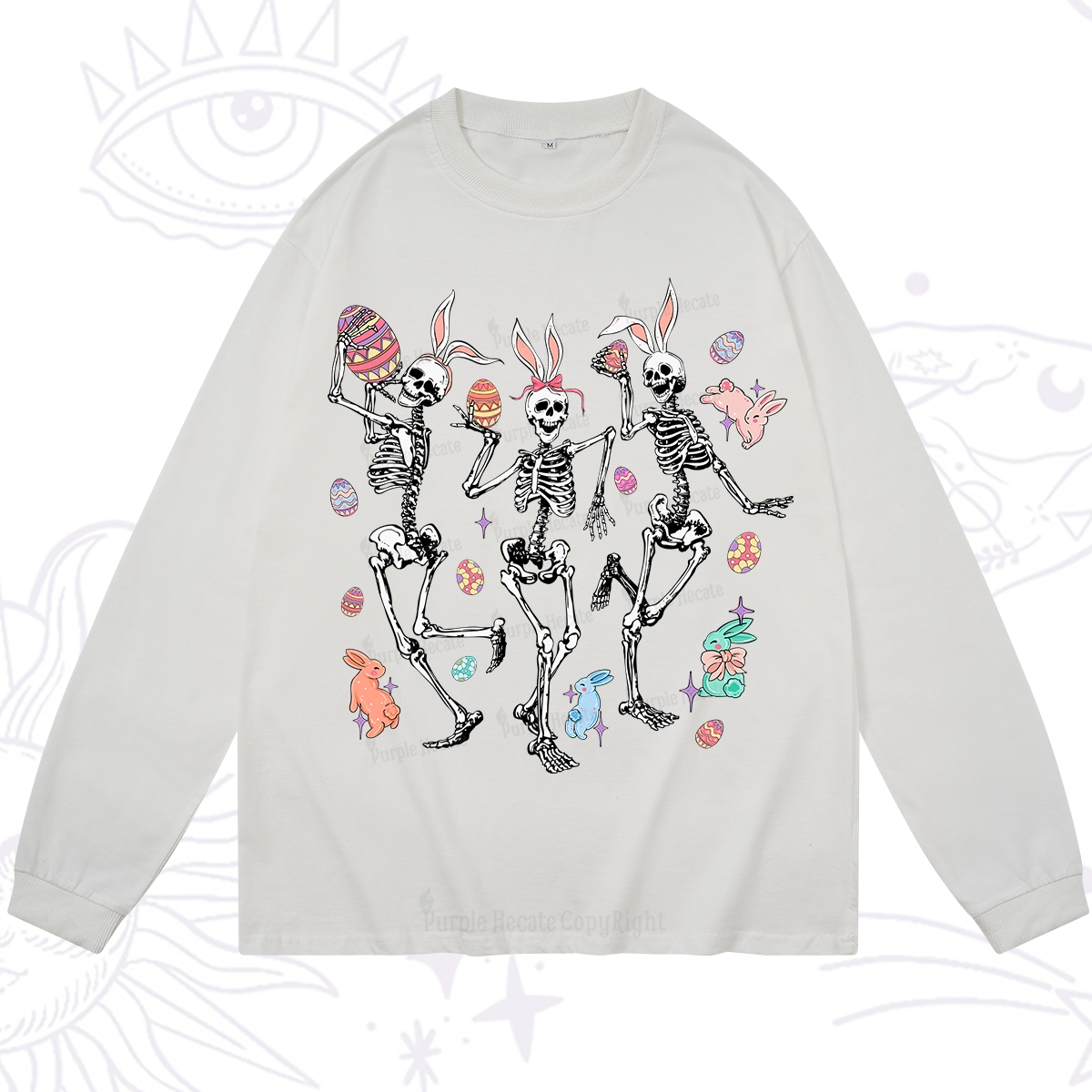 Purplehecate Easter Bunny Skeleton Long Sleeve T-Shirt
