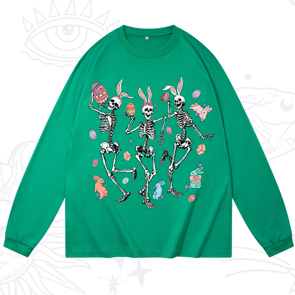 Purplehecate Easter Bunny Skeleton Long Sleeve T-Shirt