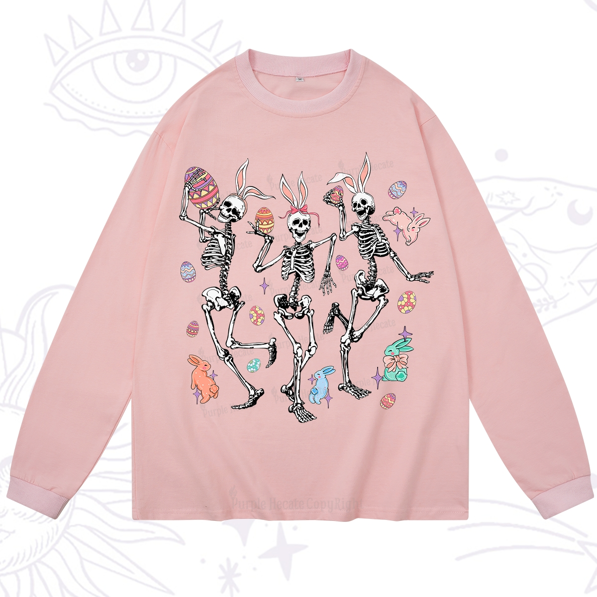Purplehecate Easter Bunny Skeleton Long Sleeve T-Shirt
