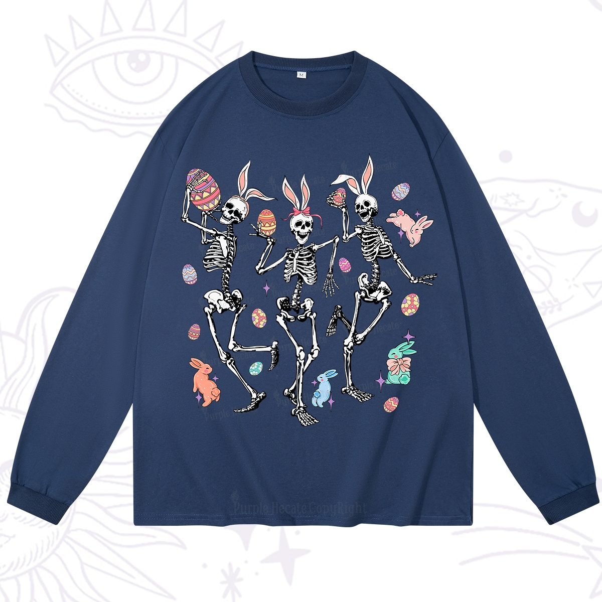 Purplehecate Easter Bunny Skeleton Long Sleeve T-Shirt